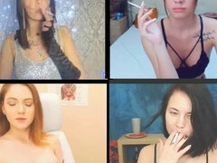 Sandra Morelli gives a mellow JOI during smoking split screen compilation