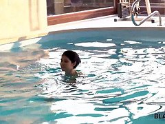 Watch Franco Roccaforte seduce a petite white girl with her tight body and big black cock for a steamy interracial poolside affair