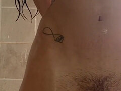 Amatør, Stor rumpe, Dildoen, Milf, Dusj, Alene, Spansk, Tattovering