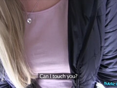 Leie, Blondine, Blasen, Europäisch, Geld, Im freien, Polisch, Pov