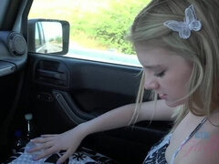 You fuck Melody on the bluff, and cum on her face and tits.