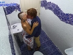 Public toilet spy camera #2. 2 freaks have sex in public toilet