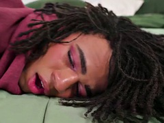 Lace ebony femboi pantie fuck