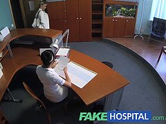 Blonde Lady saves money by giving head for sex favors in fakehospital POV