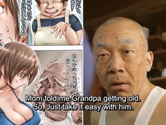 Skinny Japanese babe with big perky titted fucked by old grandpa