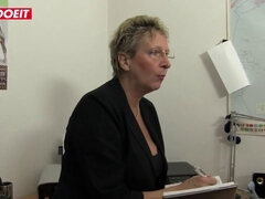 Horny German Granny gets her legs spread for an office pounding