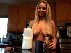 Full Nikki Sims Kitchen Topless - solo coffee making