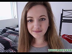 Step brother nails petite stepsister Marissa Mae skipping class & gets her tight pussy pounded POV