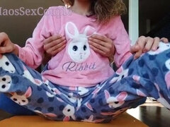 Step Sister Moans Loud in Morning - Step Brother Fingers Her in Pajamas