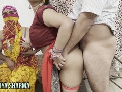 Hot amateur threesome with rough hardcore sex featuring beautiful Desi wife