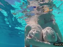 underwater fake tits - outdoor striptease in bikini