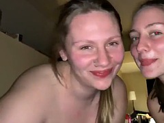 Girlfriend brings her sister to give me a double blowjob for the birthday