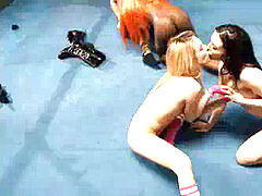 four wrestler gals in lick mode - Aiden Ashley, Ana Foxxx, Whitney Wright, Brandi Mae