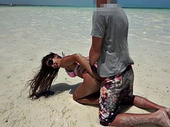 Deep anal sex on the beach. Fox Mila Fox