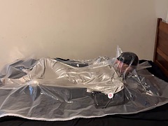 November 2, 2023 - Vacuum packed in my PVC mask, face shield, latex trench coat, latex tuxedo and PVC aprons