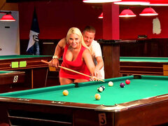 Chunky blonde floozy fucked on the pool table so well