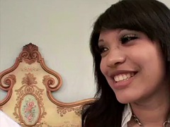 Petite teen doggystyled by mature cock