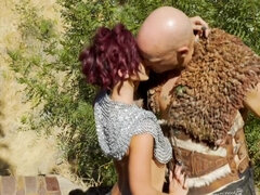 A redhead that loves to fuck is getting rammed in the medieval setting