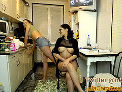 red-hot lesbian Plays With Her mate on Cam Then Squirts in the kitchen chaturbate lulacum69