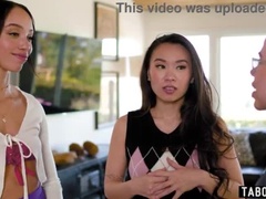 Ebony Teen Alexis Tae Appreciates Asian Lesbian Kimmy Kimm's Protection