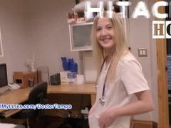 BTS and bloopers of Stacy Shepard's "Don't Tell Doc I Cum on the Clock" at HitachiHoes.com medical center