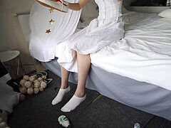 Fetish Media No.204 Cat Ears-pure white goddess Dream Sneakers Cotton Socks Foot Control Goddess HD