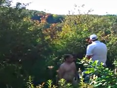 Stepfathers having fun in the bushes near the beach