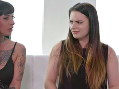 WAM lesbian scissoring sex in front of dyke voyeurs
