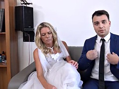DEBT4k. Collector has sex with a blonde in front of her future husband