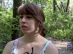 Forest blowjob from young amateur Princess Leia in outdoor POV roleplay