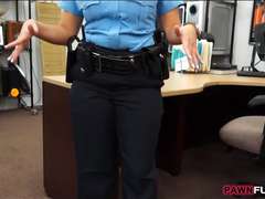 Overweight booty beginner police officer fucked at the pawnshop