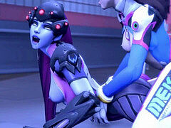 steaming huge dicked Widowmaker futa pounding hard with heroes