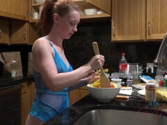 Athena Rayne cooks then makes you cum (POV Style)