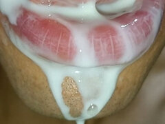 Cum in My Mouth, Play with Your Cum, and Swallow It, Close-up, Naughty Gay, Tongue, Sloopy