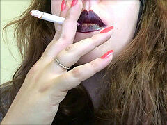black-haired Close Up Smoking Fetish Clip Pale White Girl plump teenage Smoker