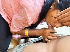 Village college girl Permi_Pooja stops a man's bike on her way home from school as it starts to rain