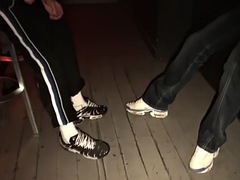 Tattooed stud with sneaker fetish ass fucked in gay club