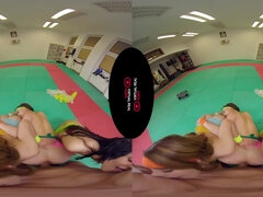 Yoga POV VR foursome porn after workout - naked euro teens