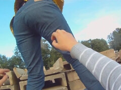 Outdoor fuck on camera helps girl and guy warm a little bit