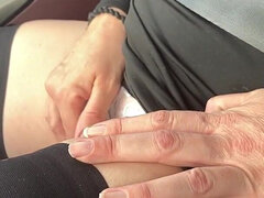 Slut in Car Butt Plug and Big Tits for French Bitch Lady Oups