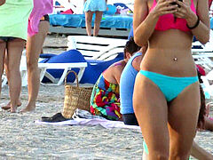 Voyeur Beach Hot Blue Bikini Thong unexperienced teen vid