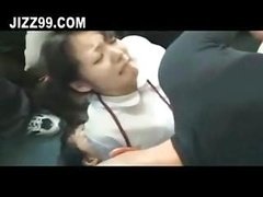 バス, 中出し, イく瞬間, ダブル開発, グループ, ハードコア, 女子高生