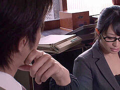 오랄섹스, 흑갈색 머리, 얼굴에, 일본인, 사무실, 청소년, 가슴으로 조이기, 매춘부