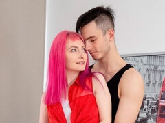 Pink-haired angel Alien Fox and a hard penis in her wet pussy