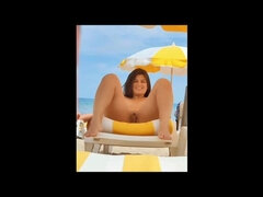 Husband films naked wife on the beach tanning her pussy in public Luana Kazaki