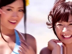 Squirting japanese beach babes in bikinis
