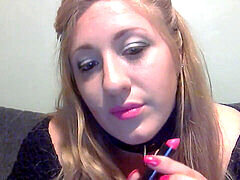 Smoking joi, pink lipstick, cuffs