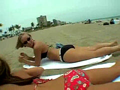 Groupsex with 2 red-hot nubile beach babes