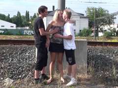 A teenage stud nailing his familiar mother in PUBLIC by a railway