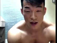 Korean Muscle Dude with hot abs jerk and cum